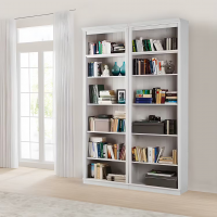Kit com 2 estantes em Madeira Maciça – Na cor branco lavado | Coleção Biblioteca